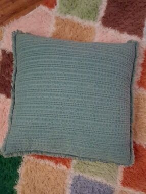 Aqua Textured Square Throw Pillow - Home Accents